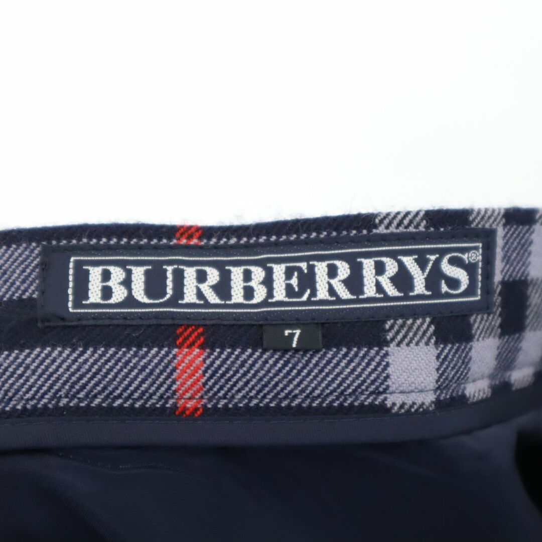 BURBERRY(バーバリー)のバーバリーズ 90s オールド チェック ミディ丈 プリーツスカート 7 ネイビー系 Burberrys サイドジップ レディース 古着 【240310】 レディースのスカート(ひざ丈スカート)の商品写真