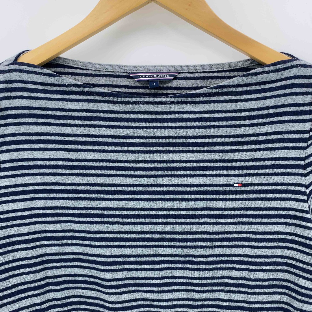 TOMMY HILFIGER(トミーヒルフィガー)のTOMMY HILFIGER レディース トミーヒルフィガー Tシャツ カットソー七部 ボーダー チャコール レディースのトップス(Tシャツ(長袖/七分))の商品写真