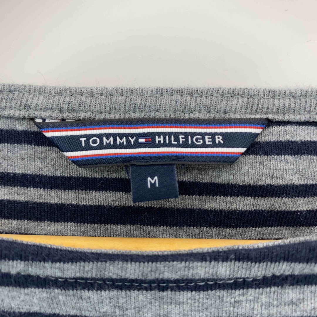 TOMMY HILFIGER(トミーヒルフィガー)のTOMMY HILFIGER レディース トミーヒルフィガー Tシャツ カットソー七部 ボーダー チャコール レディースのトップス(Tシャツ(長袖/七分))の商品写真