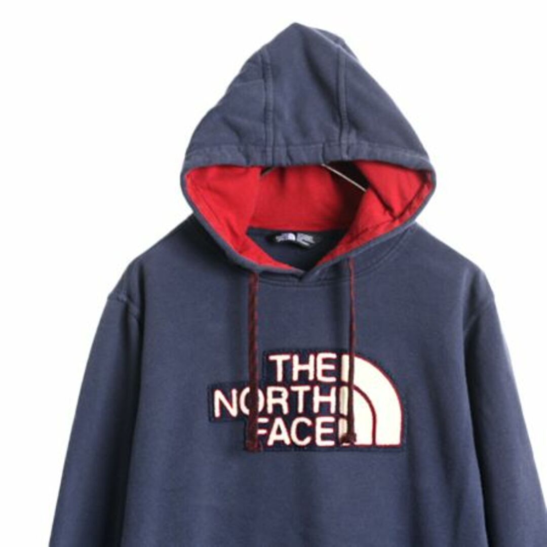 THE NORTH FACE(ザノースフェイス)のノースフェイス サガラ ワッペン スウェット フード パーカー メンズ M 古着 The North Face プルオーバー 刺繍 裏起毛 トレーナー 2トーン メンズのトップス(パーカー)の商品写真