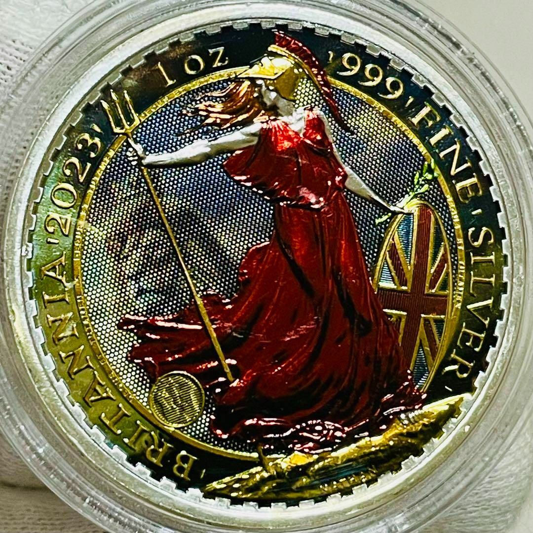 ブリタニア 銀貨 2023 英国 ライオンデザイン カラー ブリタニア 銀貨 2023 英国 ライオンデザイン カラー