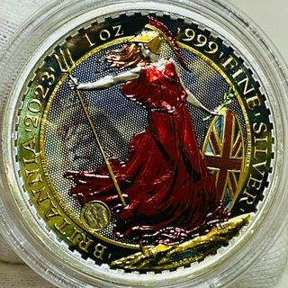 ブリタニア 銀貨 2023 英国 ライオンデザイン カラーエディション COA付(貨幣)