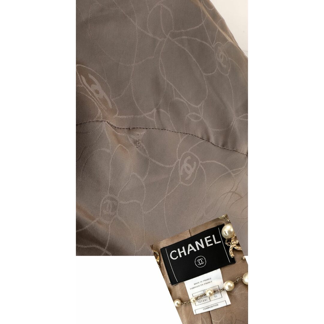 CHANEL(シャネル)のシャネル コート CHANEL ブラウン ウール シルク CCボタン ツイード ロング ジャケット 38 レディースのジャケット/アウター(ロングコート)の商品写真