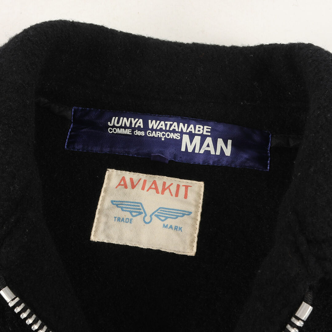 JUNYA WATANABE MAN COMME des GARCONS ジャケット サイズL 03AW Lewis Leathers ウール ブークレ シングル ライダースジャケット モーターサイクル ブルゾン 551 DOMINATOR ドミネーター Y2K アーカイブ ブラック 日本製 アウター【メンズ】【中古】 メンズのジャケット/アウター(ライダースジャケット)の商品写真