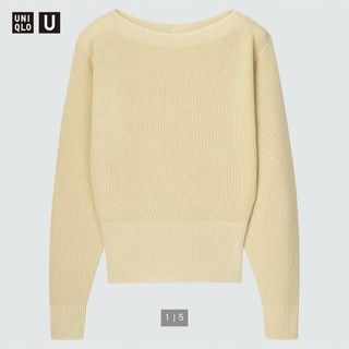 ユニクロ(UNIQLO)のユニクロ　ハイツイストコットンボートネックセーター　長袖　シンプル  春ニット(ニット/セーター)