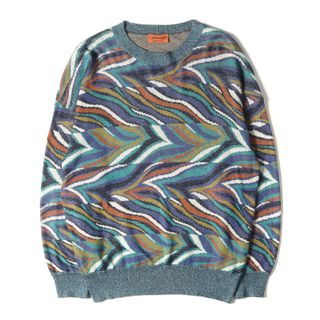 ミッソーニ(MISSONI)のMISSONI ミッソーニ ニット 90s リーフ ジャガード コットン ナイロン リネン ハイゲージ ニットセーター プルオーバー 総柄 マルチカラー イタリア製 トップス【メンズ】【中古】(ニット/セーター)