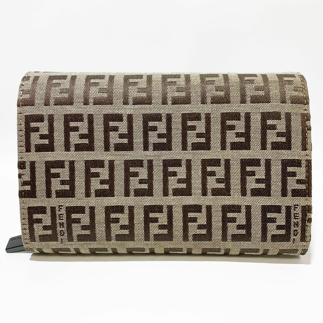 FENDI(フェンディ)の【極美品】FENDI フェンディ ズッカ柄 二つ折り財布 キャンバス レザー レディースのファッション小物(財布)の商品写真