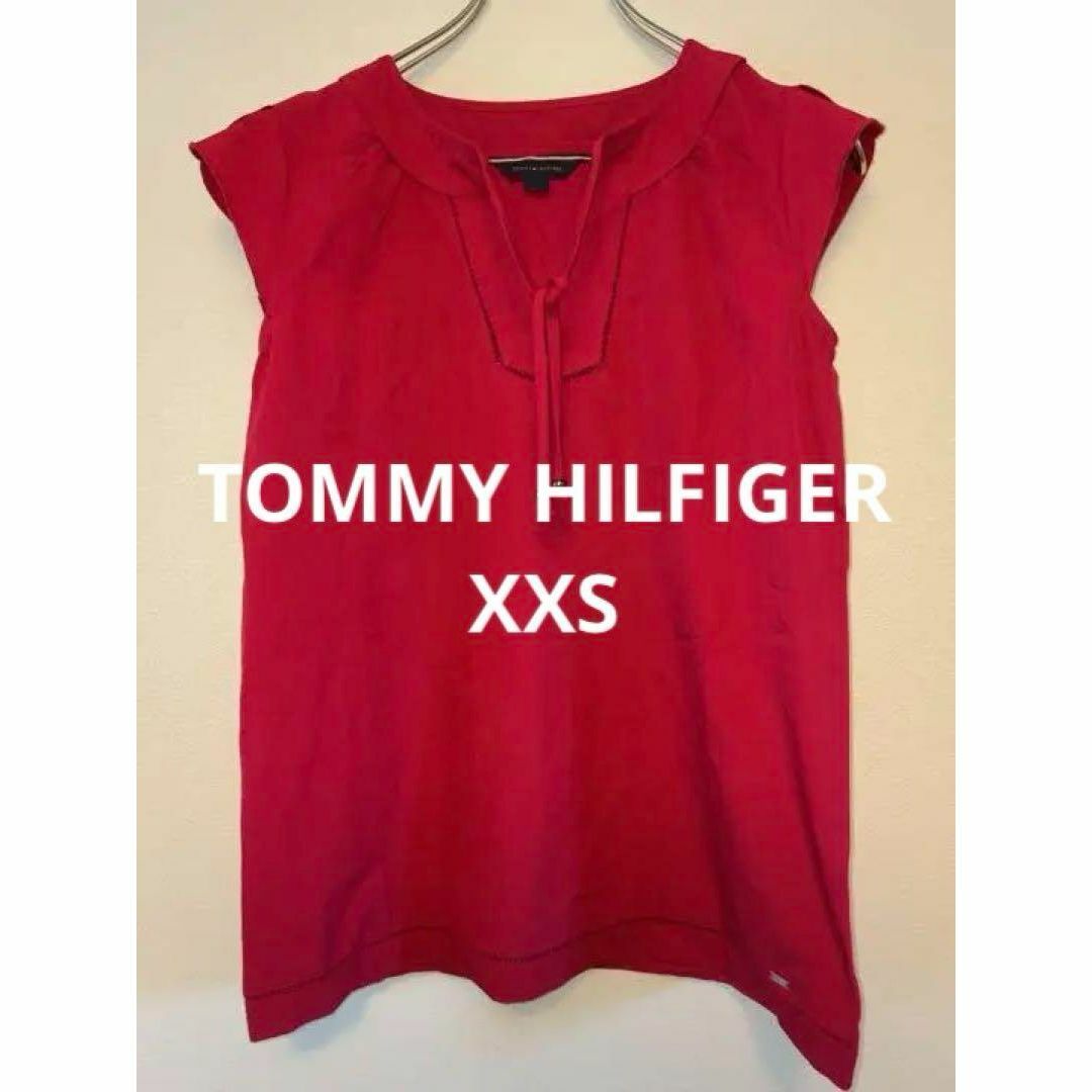 TOMMY HILFIGER(トミーヒルフィガー)のTOMMY HILFIGER トミー カットソー ピンク ノースリーブ XXS レディースのトップス(カットソー(半袖/袖なし))の商品写真