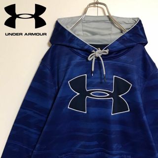 アンダーアーマー(UNDER ARMOUR)の【裏フリース】アンダーアーマー　ビッグロゴ入りパーカー　ブルー　A997(パーカー)