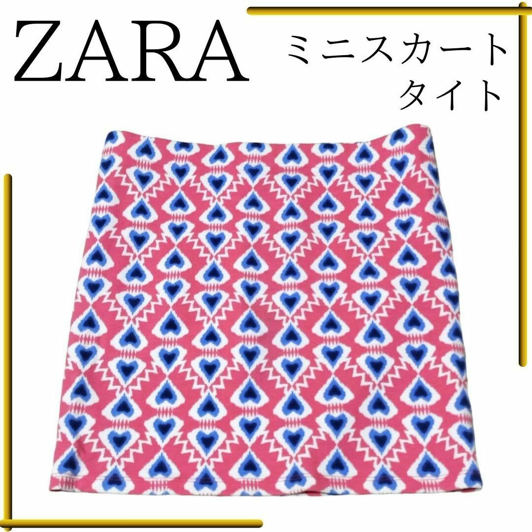 ZARA(ザラ)のザラ zara レディース スカート ミニ タイト ハート ピンク s〜m相当 レディースのスカート(ミニスカート)の商品写真