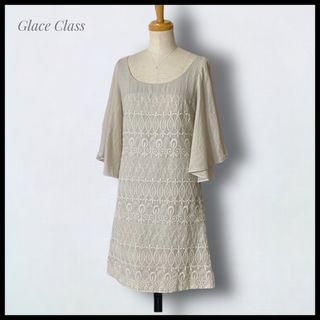 グレースクラス(Grace Class)の【GRACE CLASS】 シルク使用  刺繍デザイン  フリル袖ワンピース(ひざ丈ワンピース)