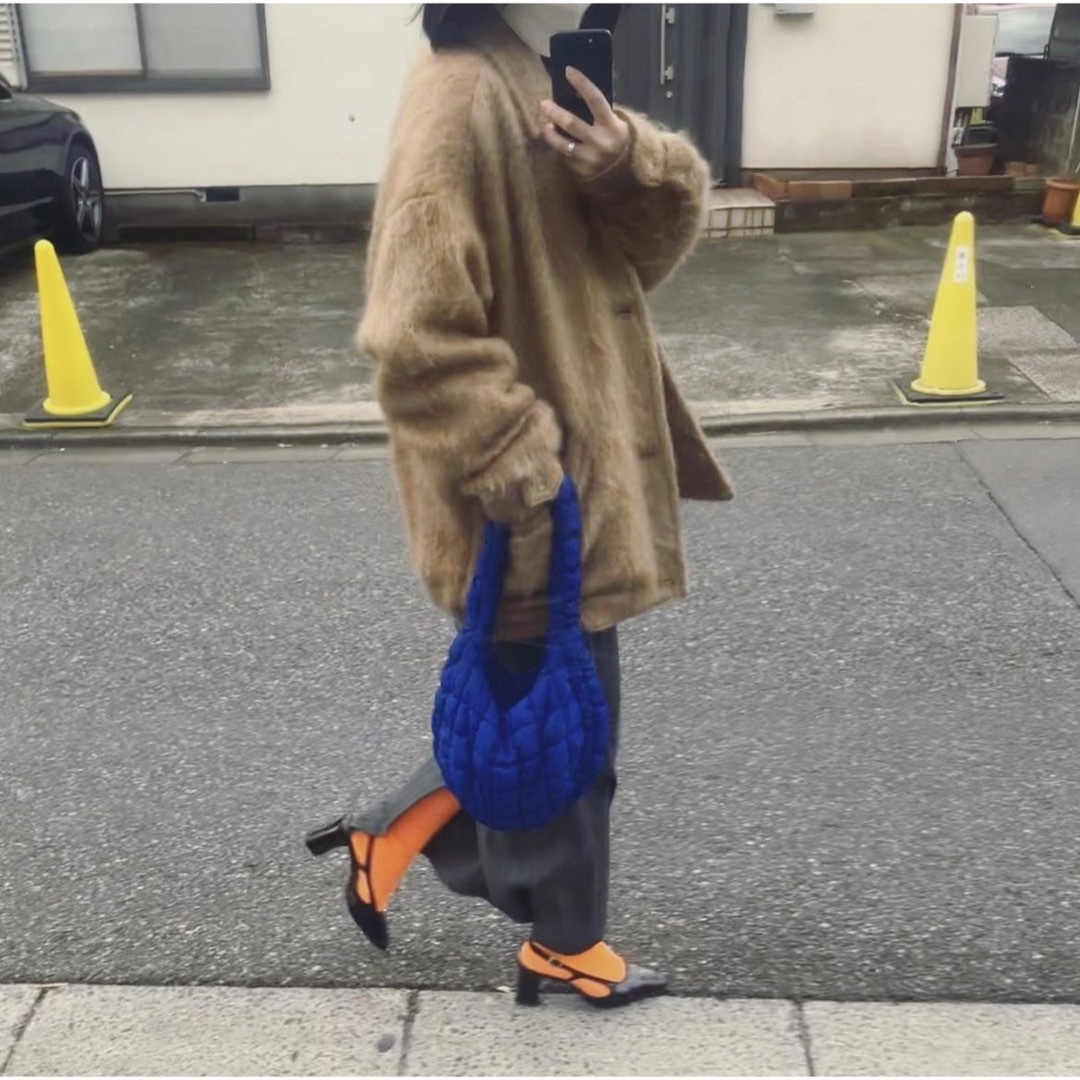 【美品】ERiKO KATORi キッドモヘアジャケット　ベージュ　フリーサイズ レディースのジャケット/アウター(ブルゾン)の商品写真