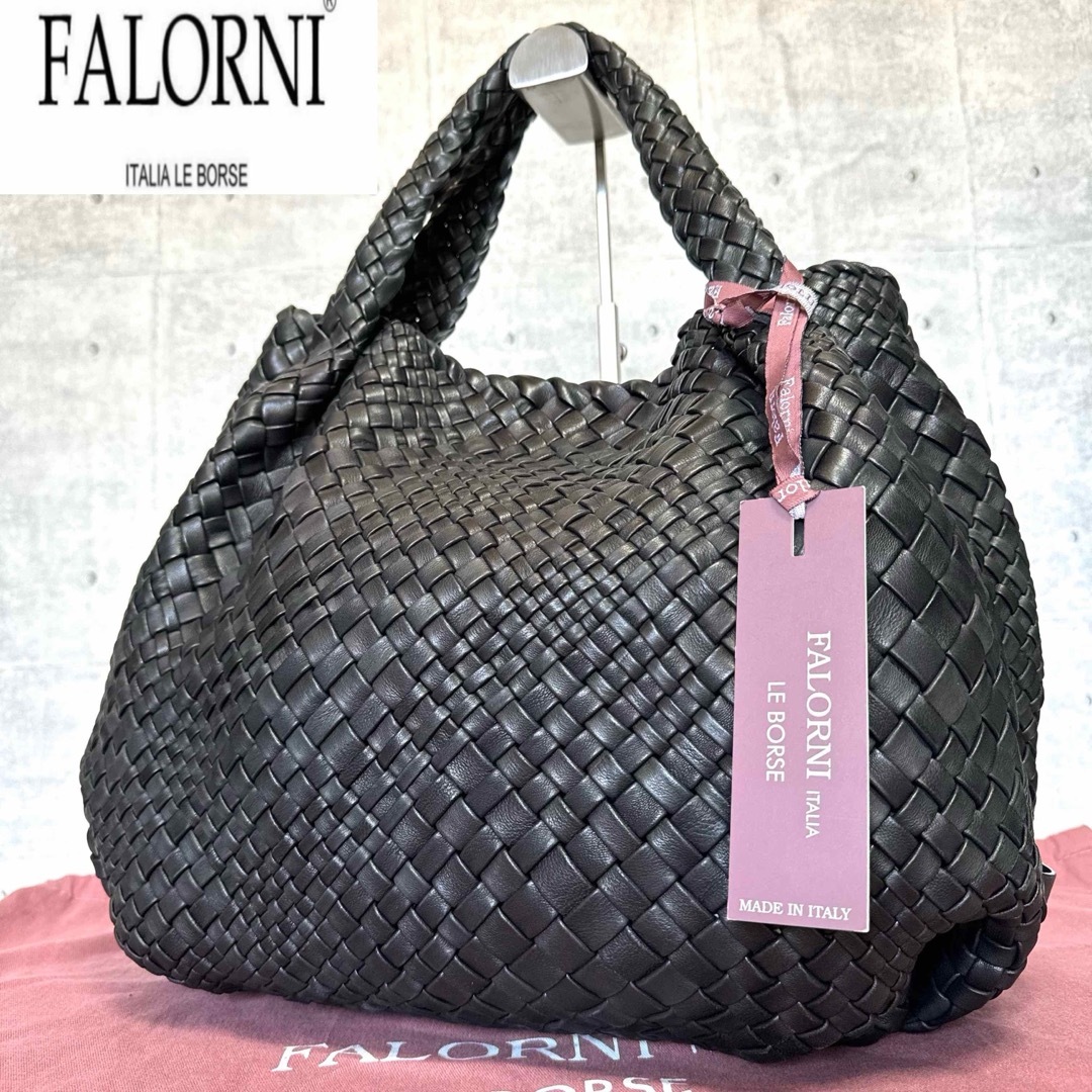 FALORNI(ファロルニ)の専用品 FALORNI イントレチャート 黒 ハンドバッグ定価198,000円 レディースのバッグ(ハンドバッグ)の商品写真