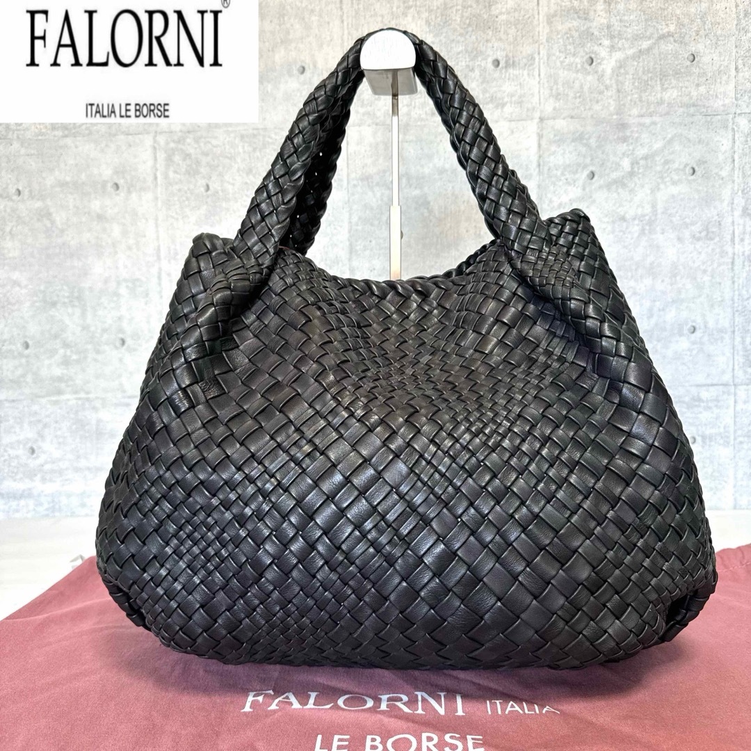 FALORNI(ファロルニ)の専用品 FALORNI イントレチャート 黒 ハンドバッグ定価198,000円 レディースのバッグ(ハンドバッグ)の商品写真