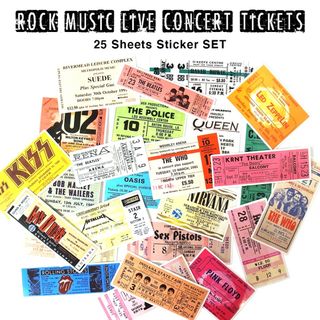 洋楽 ロックバンド ライブ チケット ステッカー 25枚セット PVC 防水(ミュージシャン)