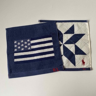 ラルフローレン(Ralph Lauren)のラルフローレン タオルハンカチ 2セット 国旗 ロゴ刺繍 アメリカ カジュアル(ハンカチ)