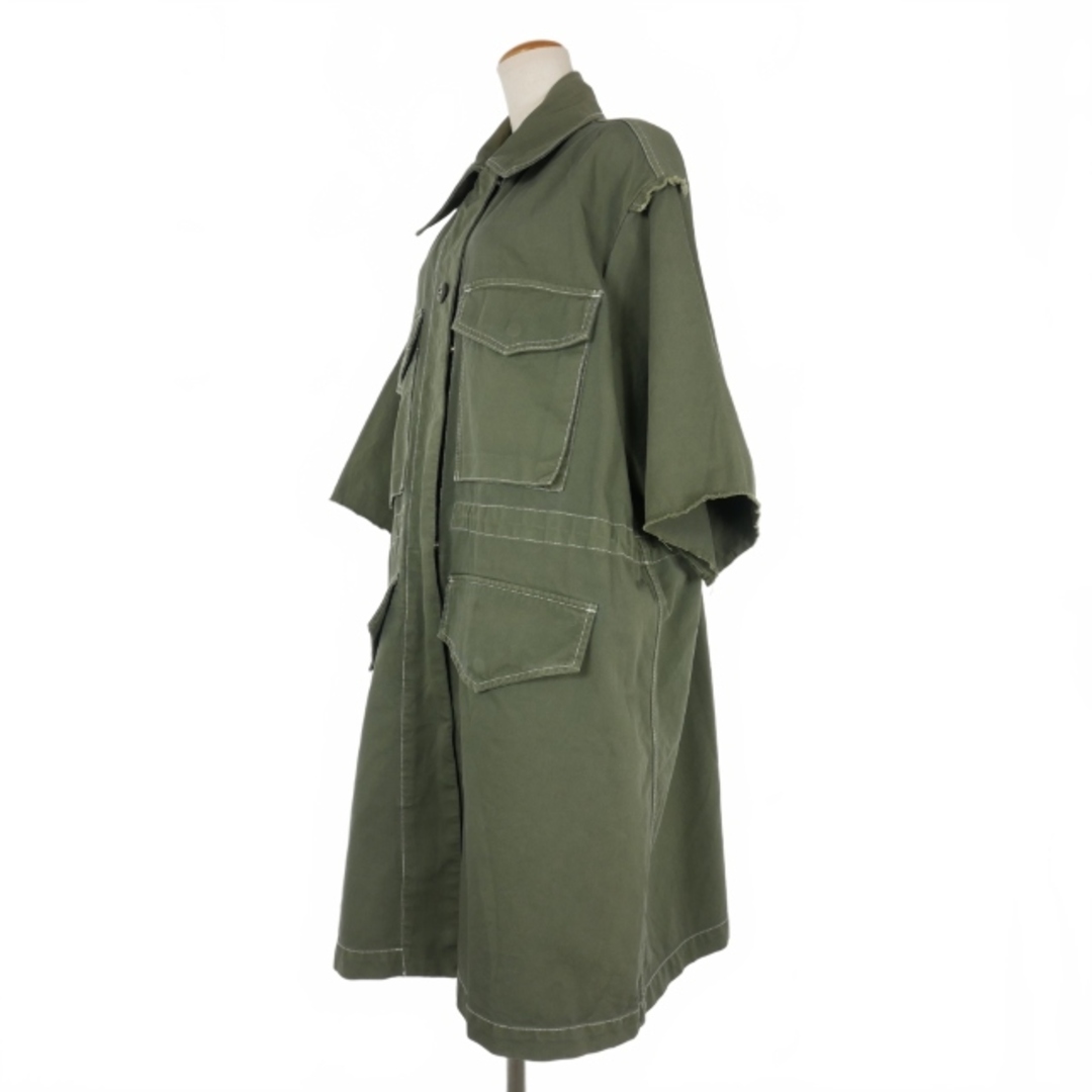 MM6(エムエムシックス)のメゾンマルジェラ MM6 オーバーサイズ ミリタリーコート 半袖 38 緑 レディースのジャケット/アウター(その他)の商品写真