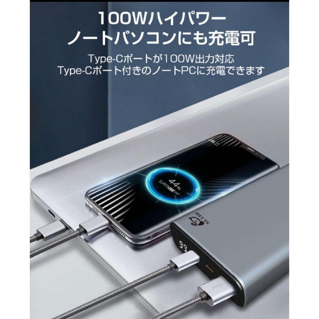 モバイルバッテリー PD対応 130W スマホ/家電/カメラのスマートフォン/携帯電話(バッテリー/充電器)の商品写真