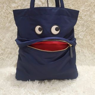 アニヤハインドマーチ(ANYA HINDMARCH)の美品 アニヤハインドマーチ トートバッグ ハンドバッグ アイズ EYES 紺(トートバッグ)