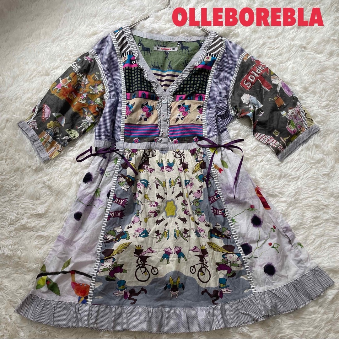 【美品】OLLEBOREBLA アルベロベロ シャツチュニック 豚さん マルチ