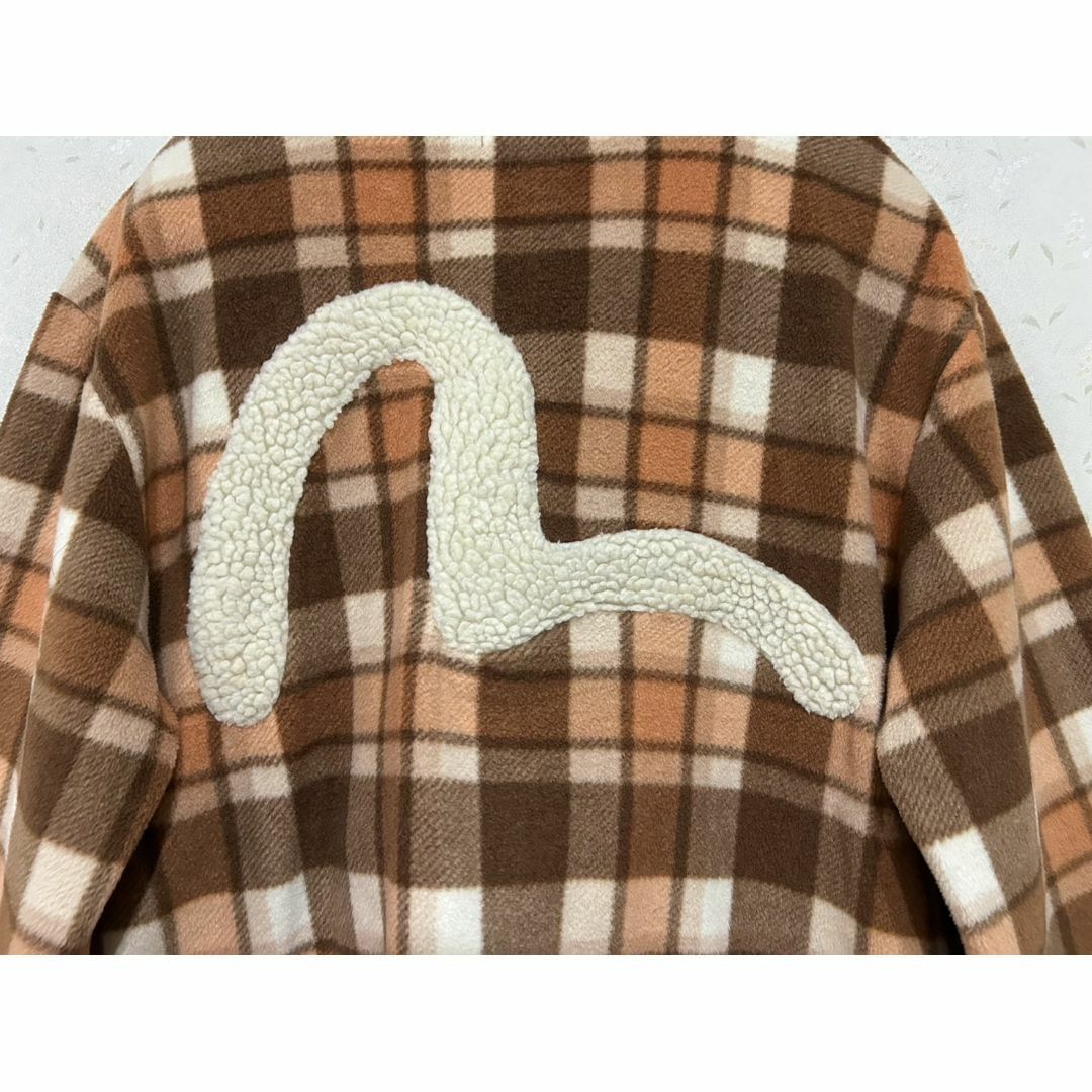 EVISU(エビス)の＊EVISU ボア カモメ ロゴ 刺繍 チェック フリースジャケット 40 メンズのジャケット/アウター(ブルゾン)の商品写真