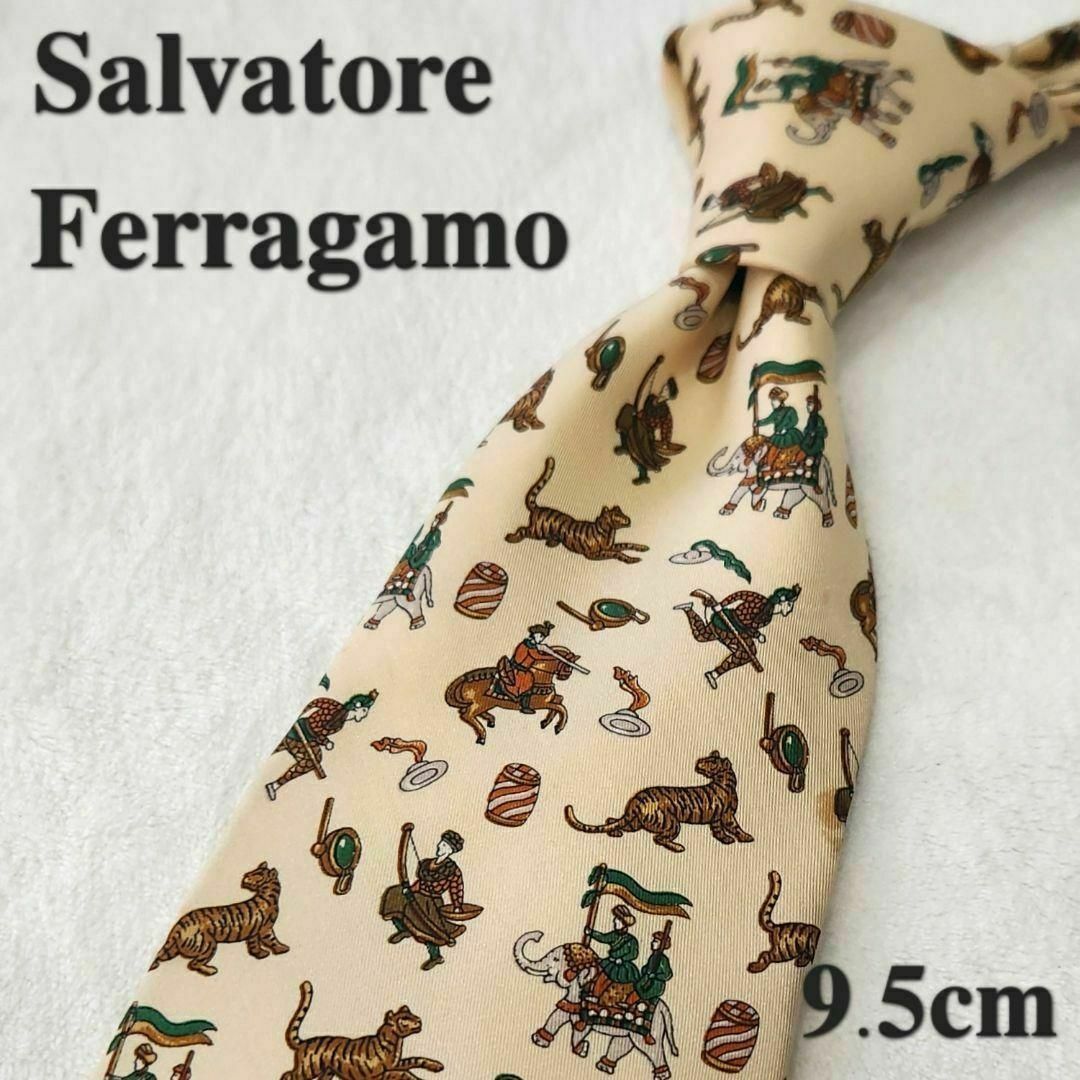 Salvatore Ferragamo(サルヴァトーレフェラガモ)の【SalvatoreFerragamo】ハイブランドネクタイ　クリーム色 メンズのファッション小物(ネクタイ)の商品写真