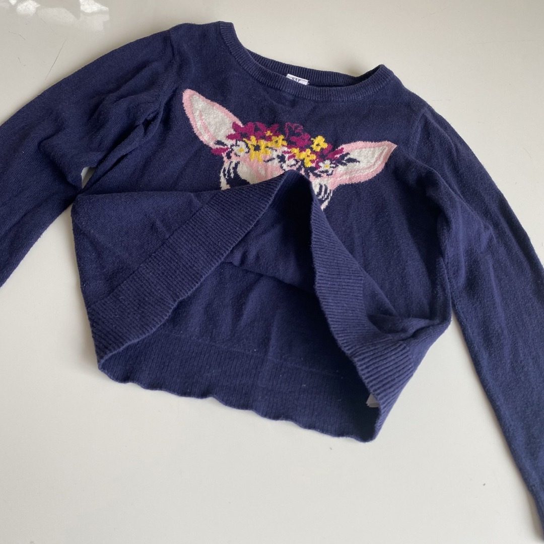 GAP Kids(ギャップキッズ)のbabyGAP(ベビーギャップ) 110 鹿 ニット 紺 長袖 トップス ５歳 キッズ/ベビー/マタニティのキッズ服女の子用(90cm~)(ニット)の商品写真