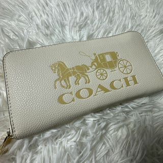 コーチ(COACH)のCOACH ホース アンド キャリッジ ラウンドファスナー C3548 ホワイト(財布)