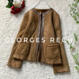 ジョルジュレッシュ(GEORGES RECH)のジョルジュレッシュ　リアルムートン　羊革　ショートコート　ジャケット　ノーカラー(ムートンコート)