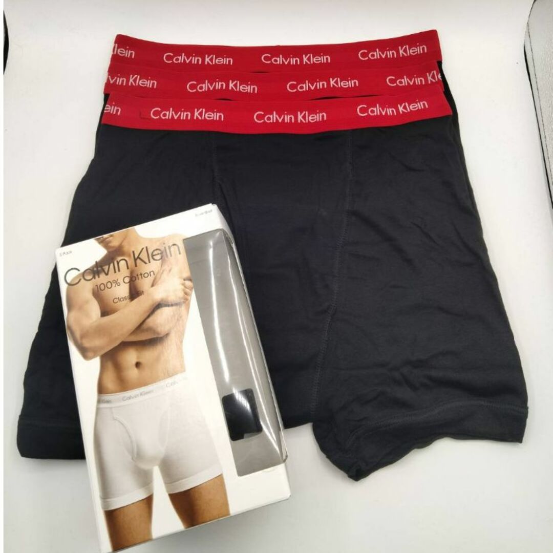 Calvin Klein(カルバンクライン)の【Lサイズ】カルバンクライン ボクサーブリーフ レッド 3枚組 NB1429 メンズのアンダーウェア(ボクサーパンツ)の商品写真