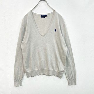 ポロラルフローレン(POLO RALPH LAUREN)のポロラルフローレン　ピマコットン　Vネック　ハイゲージ　ニット　セーター　Ｌ(ニット/セーター)