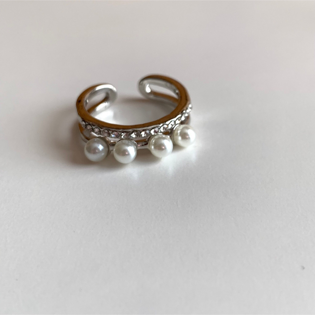 czダイヤ　パールリング　シルバー レディースのアクセサリー(リング(指輪))の商品写真