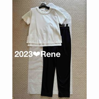 ルネ　Rene❤︎2023❤︎パールTシャツ　半袖カットソー❤︎36❤︎ホワイト