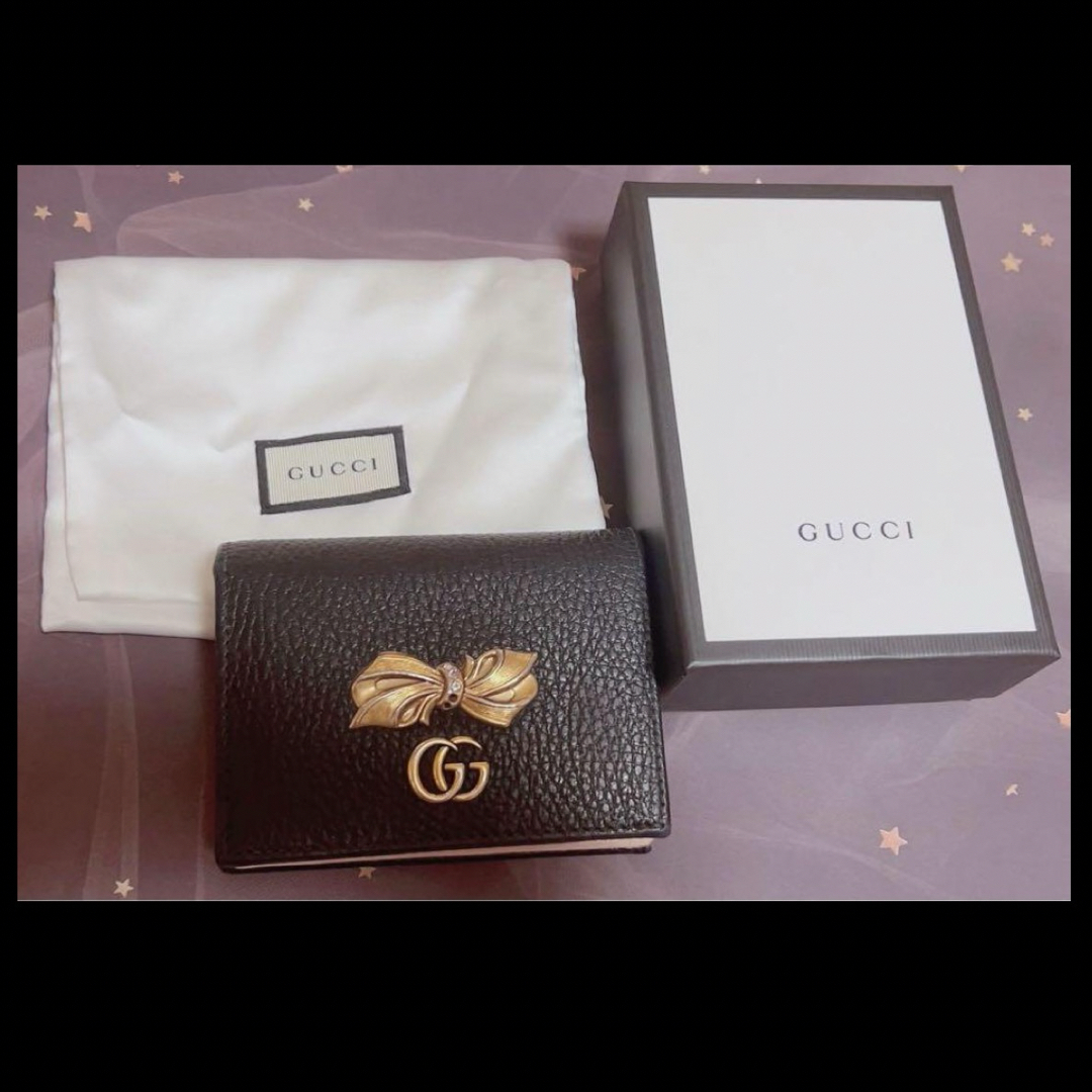 【即納】GUCCI ゴールドリボン折りたたみ財布 コンパクトサイズ