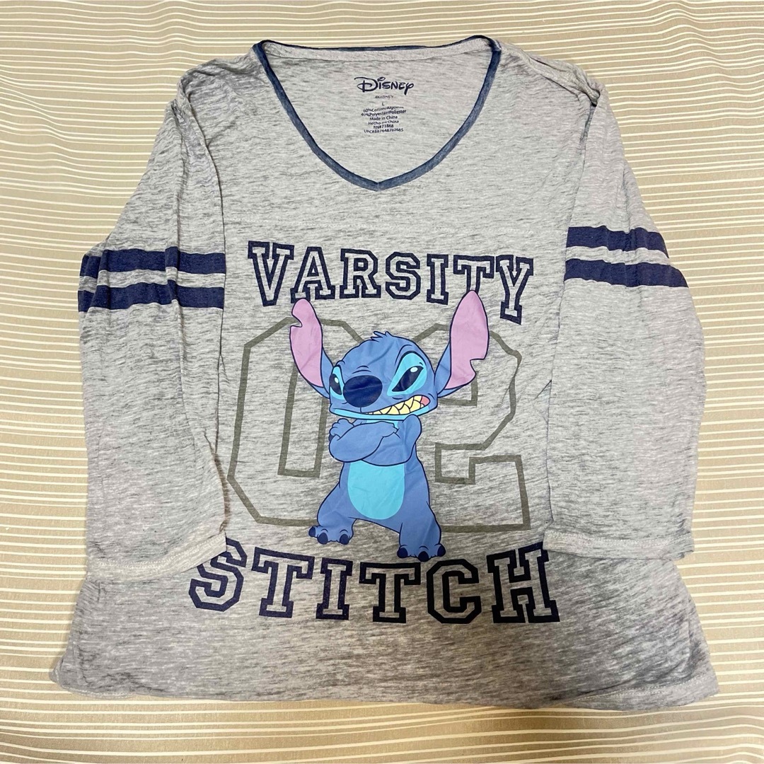 Disney(ディズニー)のディズニー　スティッチ　Tシャツ　長袖　L グレー メンズのトップス(Tシャツ/カットソー(七分/長袖))の商品写真