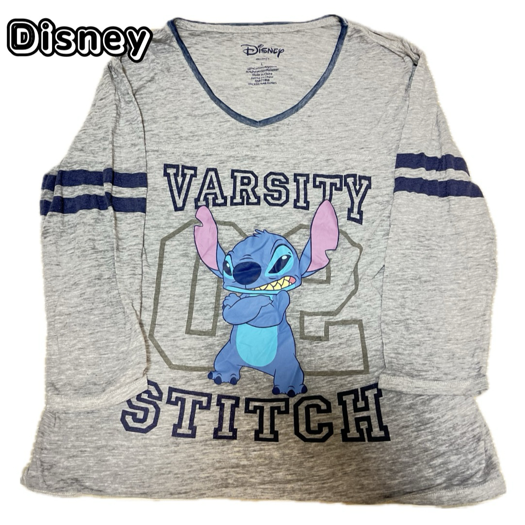 Disney(ディズニー)のディズニー　スティッチ　Tシャツ　長袖　L グレー メンズのトップス(Tシャツ/カットソー(七分/長袖))の商品写真