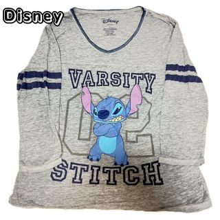 ディズニー(Disney)のディズニー　スティッチ　Tシャツ　長袖　L グレー(Tシャツ/カットソー(七分/長袖))