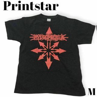 プリントスター(Printstar)の【Printstar】半袖プリントTシャツ　黒　古着　メンズ　服　M(Tシャツ/カットソー(半袖/袖なし))