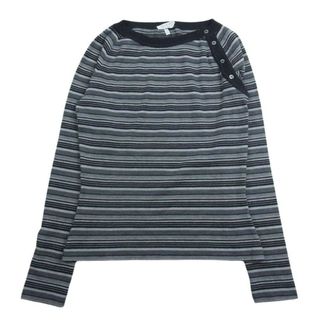 マックスマーラ(Max Mara)のMAX MARA マックスマーラ 肩ボタン ウール ストライプ ニット グレー系 M【中古】(ニット/セーター)