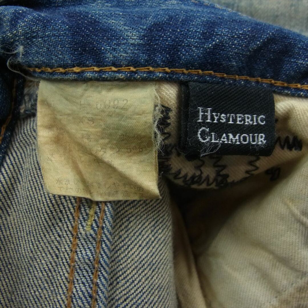 HYSTERIC GLAMOUR(ヒステリックグラマー)のHYSTERIC GLAMOUR ヒステリックグラマー JEANS THE NEWYORK 英字プリント スタッズ 5ポケット スキニー デニムパンツ ジーンズ インディゴブルー系 XS【中古】 レディースのパンツ(カジュアルパンツ)の商品写真