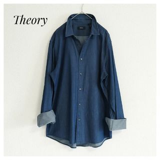 セオリー(theory)の美品 theory コットンシャツ ブルー L セオリー(シャツ/ブラウス(長袖/七分))