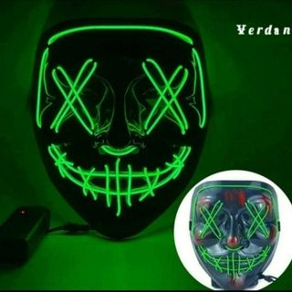 2180 光る LED マスク グリーン ネオン ハロウィン 仮装 コスプレ 面(小道具)