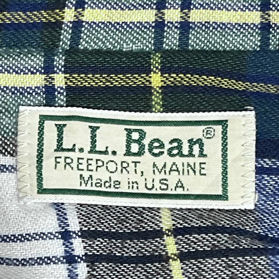 L.L.Bean(エルエルビーン)のUSA製 L.L.Bean デニム長袖シャツ 裏地チェック 両胸ポケットq92 メンズのトップス(シャツ)の商品写真