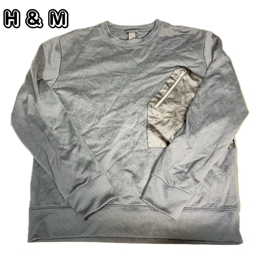 H&M(エイチアンドエム)のH&M スウェット　長袖　ブラック　L ポケット有り メンズのトップス(Tシャツ/カットソー(七分/長袖))の商品写真