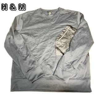 エイチアンドエム(H&M)のH&M スウェット　長袖　ブラック　L ポケット有り(Tシャツ/カットソー(七分/長袖))