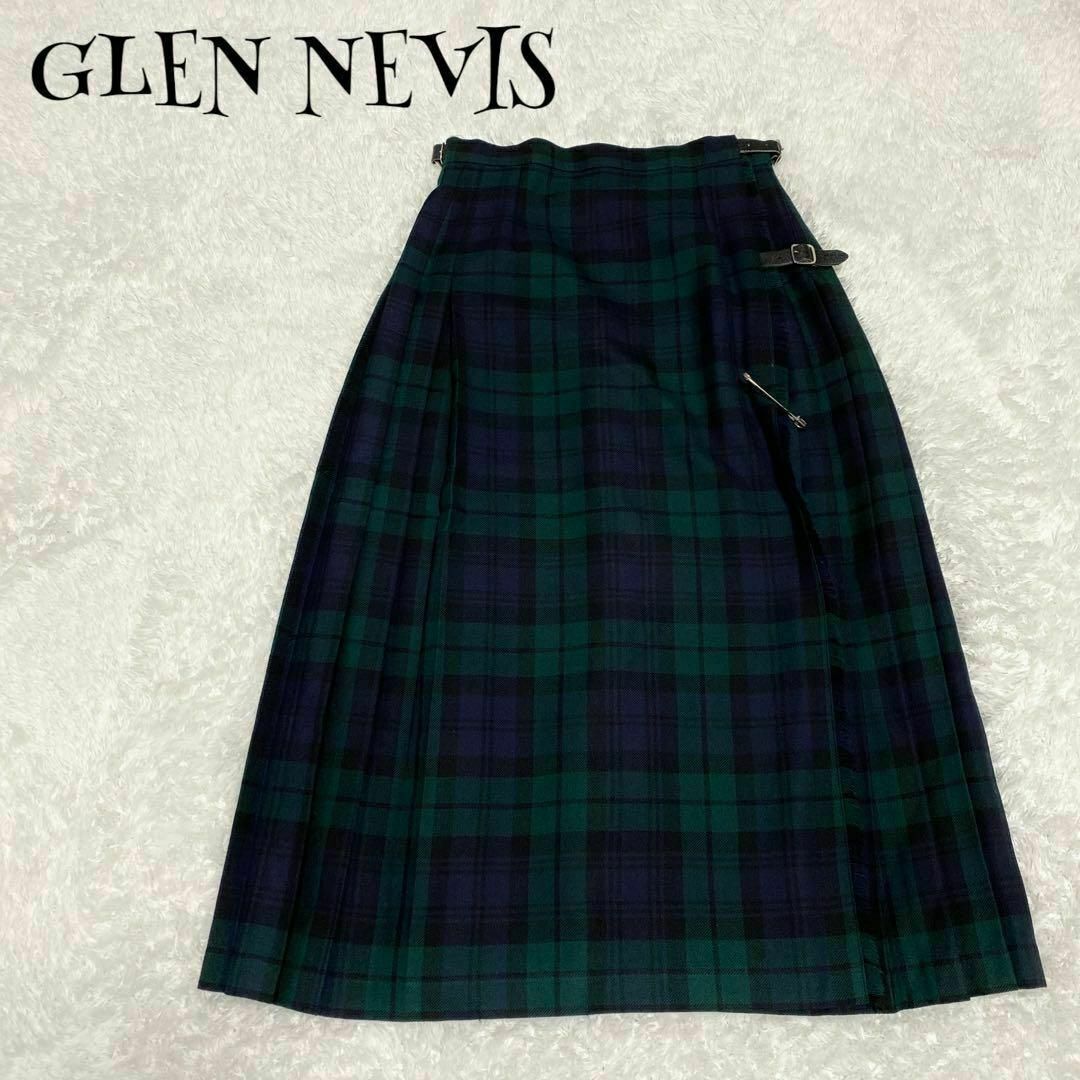 GLEN NEVIS ☆ ロングスカート チェック柄 ウール100% Lサイズ レディースのスカート(ロングスカート)の商品写真