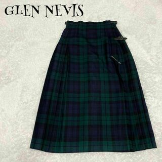GLEN NEVIS ☆ ロングスカート チェック柄 ウール100% Lサイズ(ロングスカート)