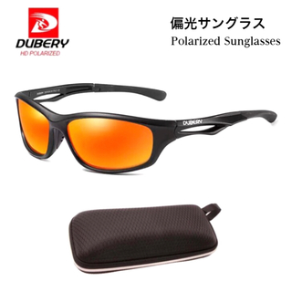 DUBERY サングラス 偏光グラス UV400 軽量 オレンジ 車 アウトドア(サングラス/メガネ)