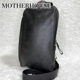 マザーハウス(MOTHERHOUSE)の極美品✨マザーハウス　カゼマトウ　クロス　バッグ　ボディバッグ　シボ革　ブラック(ボディーバッグ)