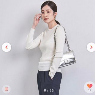 ユナイテッドアローズ(UNITED ARROWS)のユナイテッドアローズ　シルクカシミヤウール　リブクルーネックニット　アイボリー(ニット/セーター)